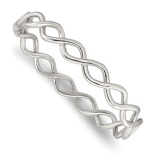 Chisel Stainless Steel Polished Criss Cross Hinged Bangle - 1 of 4