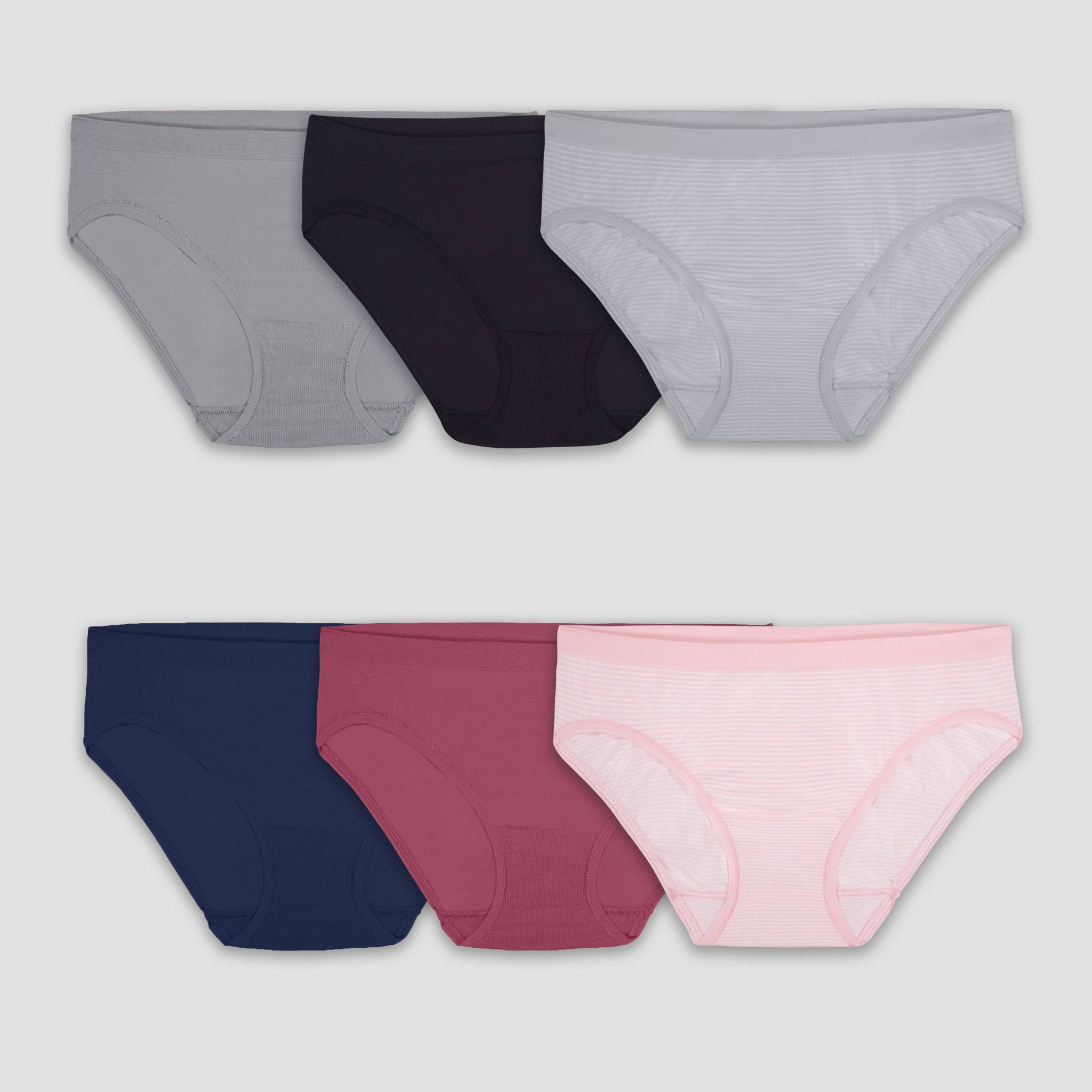 Fruit of the Loom Women's 6pk 360 Stretch Seamless Bikini Underwear - Colors may vary 5: Mid Rise, Tagless
