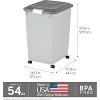 IRIS USA Dog Food Storage Container with Wheels, 2-Cup Scoop, Gray/Dark Gray - 2 of 4