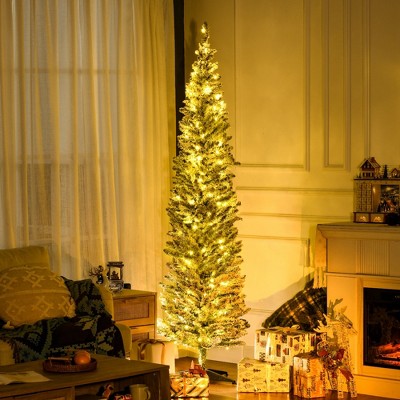 FURNIinspire Artificial Trees Christmas Vibe Slim Christmas Tree Christmas Decoration For Living Room, Home, Holiday Party, Green, 21.8"*21.8"*82.8"