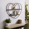 Sagebrook Home 20" 2-Tier Heart Wall Shelf - Contemporary Industrial Rustic Brown Metal and Wood Mounted Wall Shelf - image 3 of 4