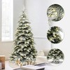 LuxenHome 6Ft Pre-Lit Flocked Artificial Spruce Christmas Tree with Metal Stand Green - 3 of 4
