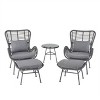 Christopher Knight Home Bechtel Outdoor Wicker and Tempered Glass 5 Piece Chat Set with Ottomans - 2 of 4
