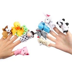 10pcs Soft Plush Animal Finger Puppets Set for Boys and Girls Storytelling, Teaching, Role Playing, Early Learning Toys for Kids, Finger Puppets - 1 of 4