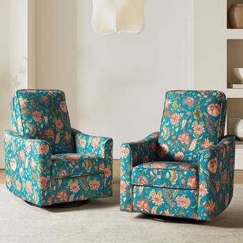 Pascual Transitional Rocker And Swivel Chair Set of 2 with Variety of Fabric Patterns|ARTFUL LIVING DESIGN