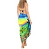 LA LEELA Women's Summer Beach Bikini Wraps Sarong Cover up Wrap Skirt Swimsuit Swimwear Bathing Suit Cover Ups for Womens One Size Blue, Tree - 4 of 4