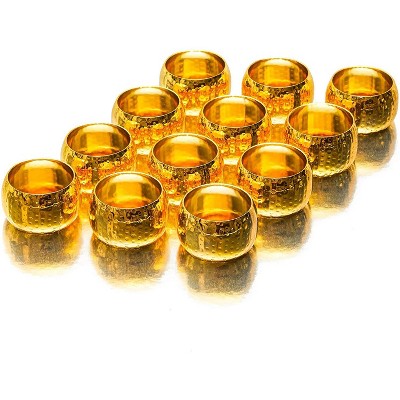 Set of 12 Metal Gold Napkin Rings Holder for Dinner Table Wedding Event, 1.8 inches