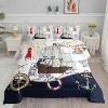 Nautical Comforter Set Full Size – Sailboat & Lighthouse Ocean Bedding with 1 Comforter & 2 Pillowcases, Sea Anchor Quilt Set for Boys Girls Men Women - 2 of 4
