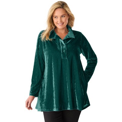 Woman Within Velour Henley Swing Tunic
