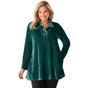 Woman Within Velour Henley Swing Tunic - 1 of 4