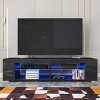 Hommpa TV Stand for TVs Up to 65" with Open Glass Shelves Remote LED Light - 2 of 4