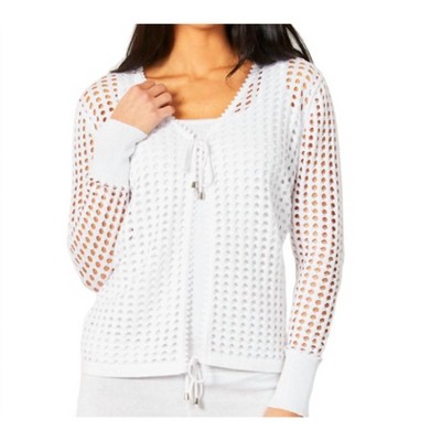 Women's Crochet Tie Up Cardigan - Angel Apparel