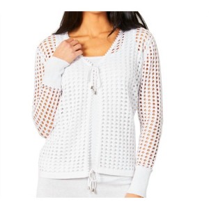 Women's Crochet Tie Up Cardigan - Angel Apparel - 1 of 2