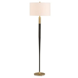 Uttermost Stowe Floor Lamp-Tapered Satin Black Metal & Brass Accents - 1 of 4