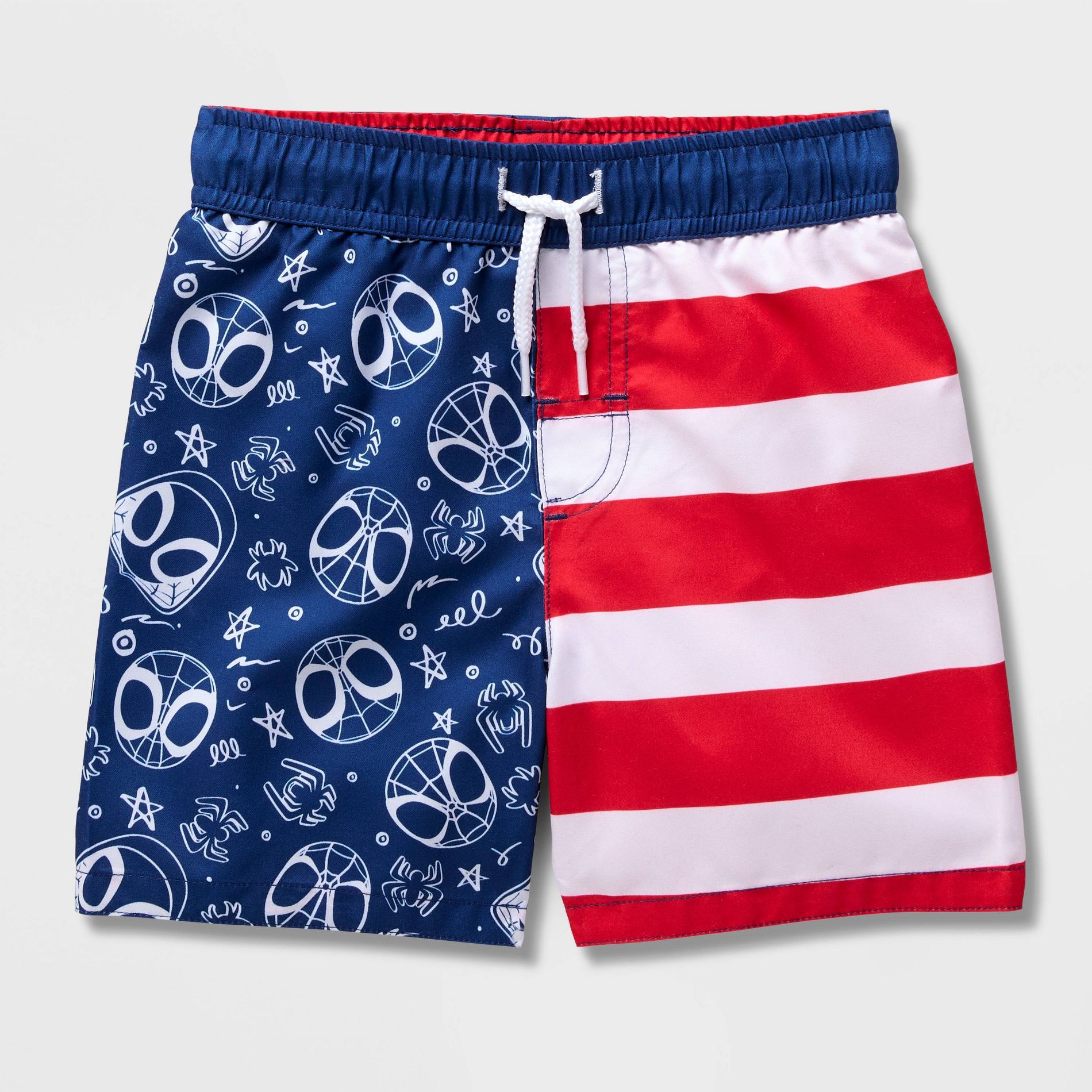 Toddler Boys' Spidey and Friends Americana Flag Swim Trunks - Red/Blue