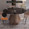 LeisureMod Nebo 47-Inch Modern Round Dining Table with Walnut Base and Glass/ Sintered Stone Top for Kitchen and Home - 4 of 4