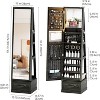 Fredees 360° Swivel Jewelry Armoire with Full-Length Mirror, LED Standing Cabinet with Jewelry Storage, Large Drawer & Wheels, Christmas Gift - 2 of 4