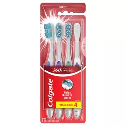 Colgate 360 Optic White Manual Whitening Toothbrushes - Soft Bristles - 4ct