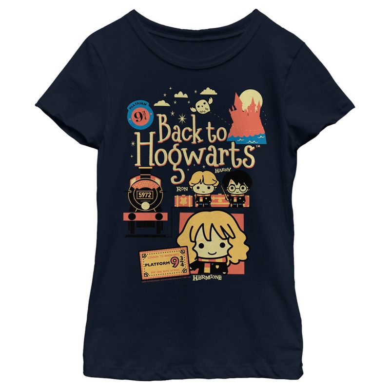 Girl's Harry Potter Back to Hogwarts Cartoon T-Shirt, 1 of 5