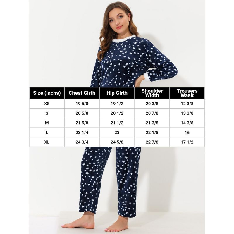 cheibear Womens Flannel Pajama Sets Winter Cute Printed Long Sleeve Nightwear Lounge Sleepwear, 5 of 6