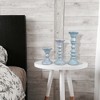 Mela Artisans Sliver Over Spa Blue Candle Holders for Pillar Candles (Set of 3) Rustic Wooden Candle Holders Pillar 6", 9", 12" - 4 of 4