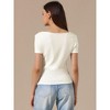INSPIRE CHIC Women's Short Sleeves Asymmetrical Neck Ruched Going Out Crop Basic Blouses - 3 of 4