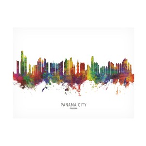 Trademark Fine Art Michael Tompsett 'Panama City Skyline Named' Canvas Art - 1 of 4