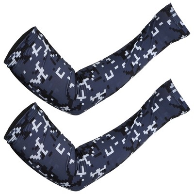 Unique Bargains Basketball Sports Camouflage Cooling Arm Elbow Compression Sleeve Dark Gray 1 Pair