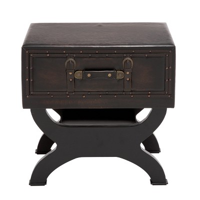 Wood and Leather Trunk Coffee Table Brown - Olivia & May