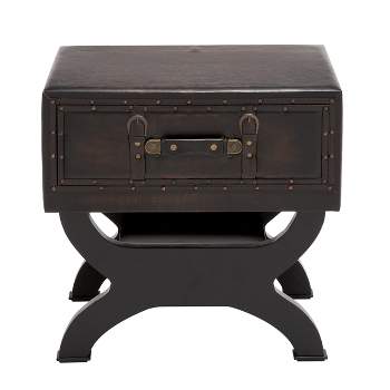 Faux Leather Trunk End Table Brown - Olivia & May