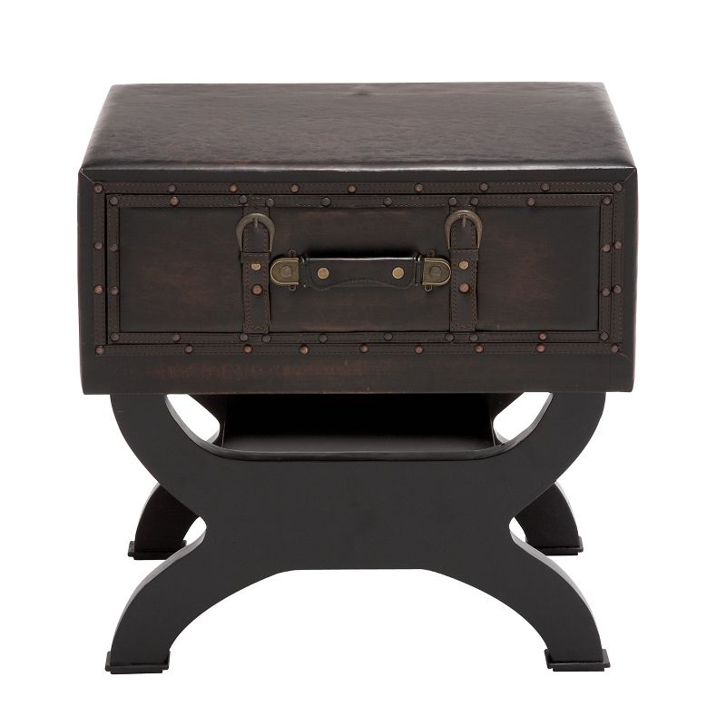 Faux Leather Trunk End Table Brown - Olivia & May, 1 of 6