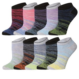Tipi Toe Womens 10 Pairs Oceanic Ministripes Blend Pattern & Mix Colors For Vibrant Style Low Cut/No Show Socks - 1 of 4