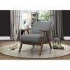 Fabric Upholstered Accent Chair with Attached Back and Seat Cushions, Foam Padding, Solid Rubberwood Frame and Walnut Finish - 4 of 4