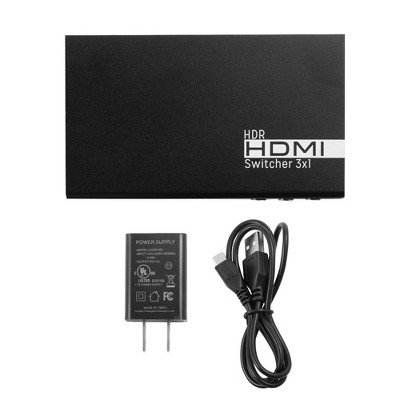 Insten 3-Port 4K HDMI 2.0 Switch 3x1 Automatic Switcher with Remote, 4K@60Hz 18Gbps HDCP 2.2 UltraHD 3D HDR10 for HDTV PS4 Xbox One Blu-Ray Projector