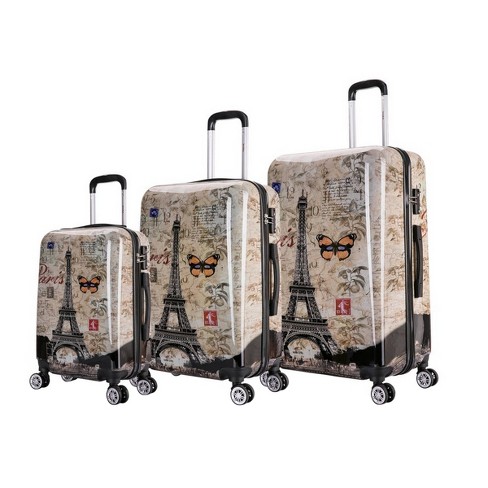 InUSA Prints 3-Piece Hardside Lightweight Luggage Sets with Spinner Wheels,  Handle, Trolley, Cow 