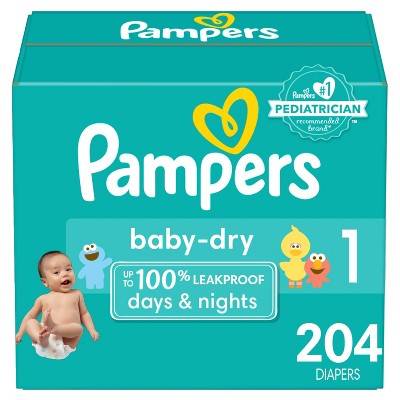 Image of Pampers Baby Dry Diapers Enormous Pack - Size 1 - 204ct