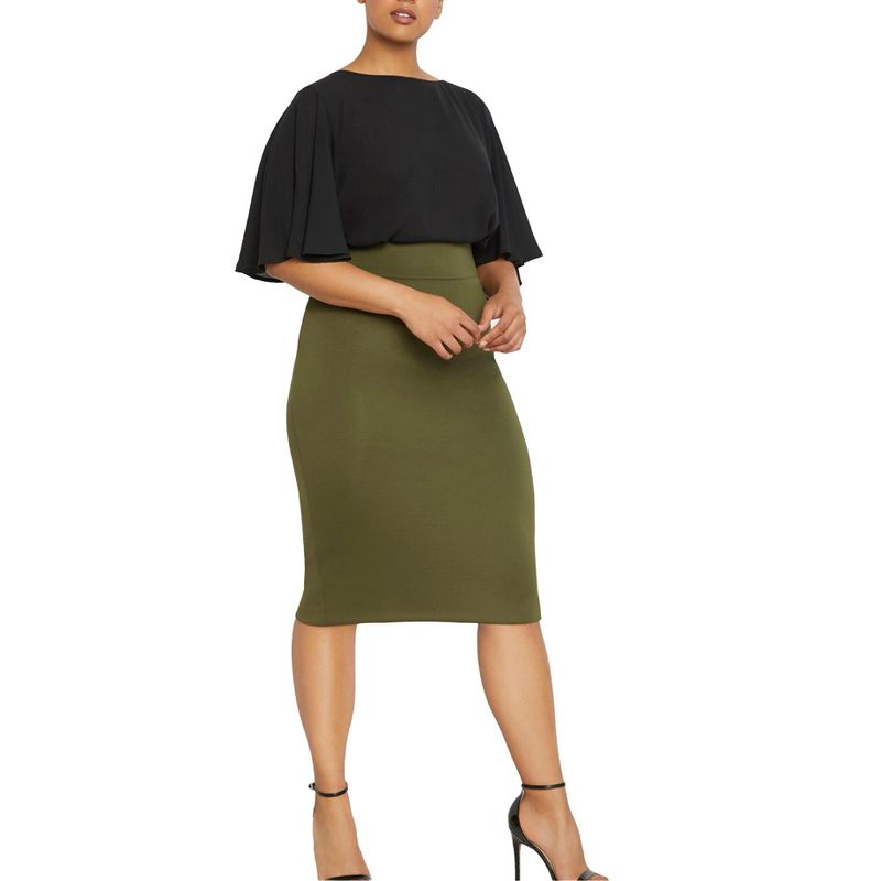 ELOQUII Women's Plus Size Neoprene Pencil Skirt, 1 of 2