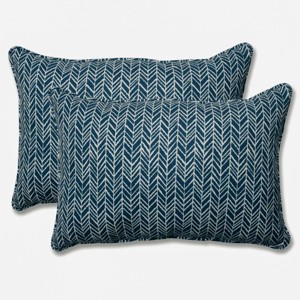 Outdoor/Indoor Herringbone Over-Sized Rectangular Throw Pillow Set of 2 - Pillow Perfect - 1 of 4