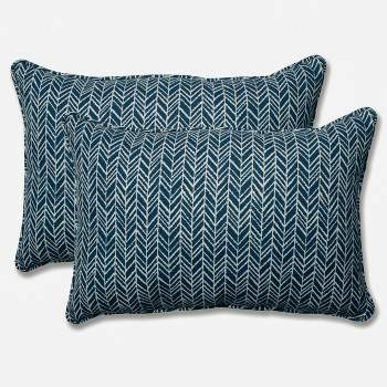 Outdoor/Indoor Herringbone Over-Sized Rectangular Throw Pillow Set of 2 - Pillow Perfect