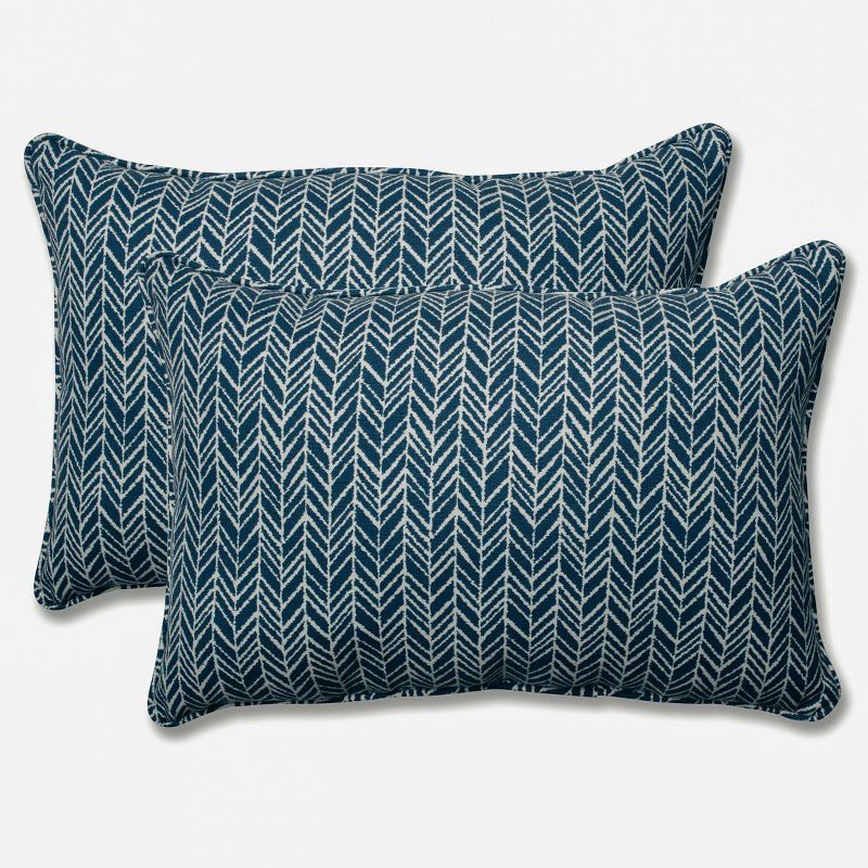 Outdoor/Indoor Herringbone Over-Sized Rectangular Throw Pillow Set of 2 - Pillow Perfect, 1 of 6
