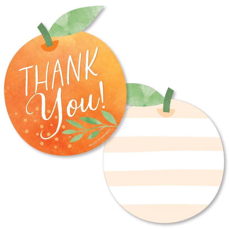Big Dot of Happiness Little Clementine - Shaped Thank You Cards Orange Citrus Baby Shower or Birthday Party Thank You Note Cards with Envelopes 12 Ct, 1 of 8