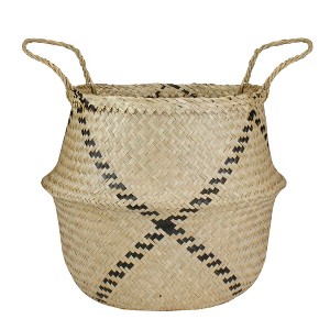 Northlight Foldable Seagrass Belly Basket with Handles - 17" - 1 of 4