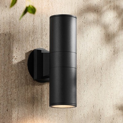 Ellis Black Aluminum Cylinder Outdoor Wall Light, 13"