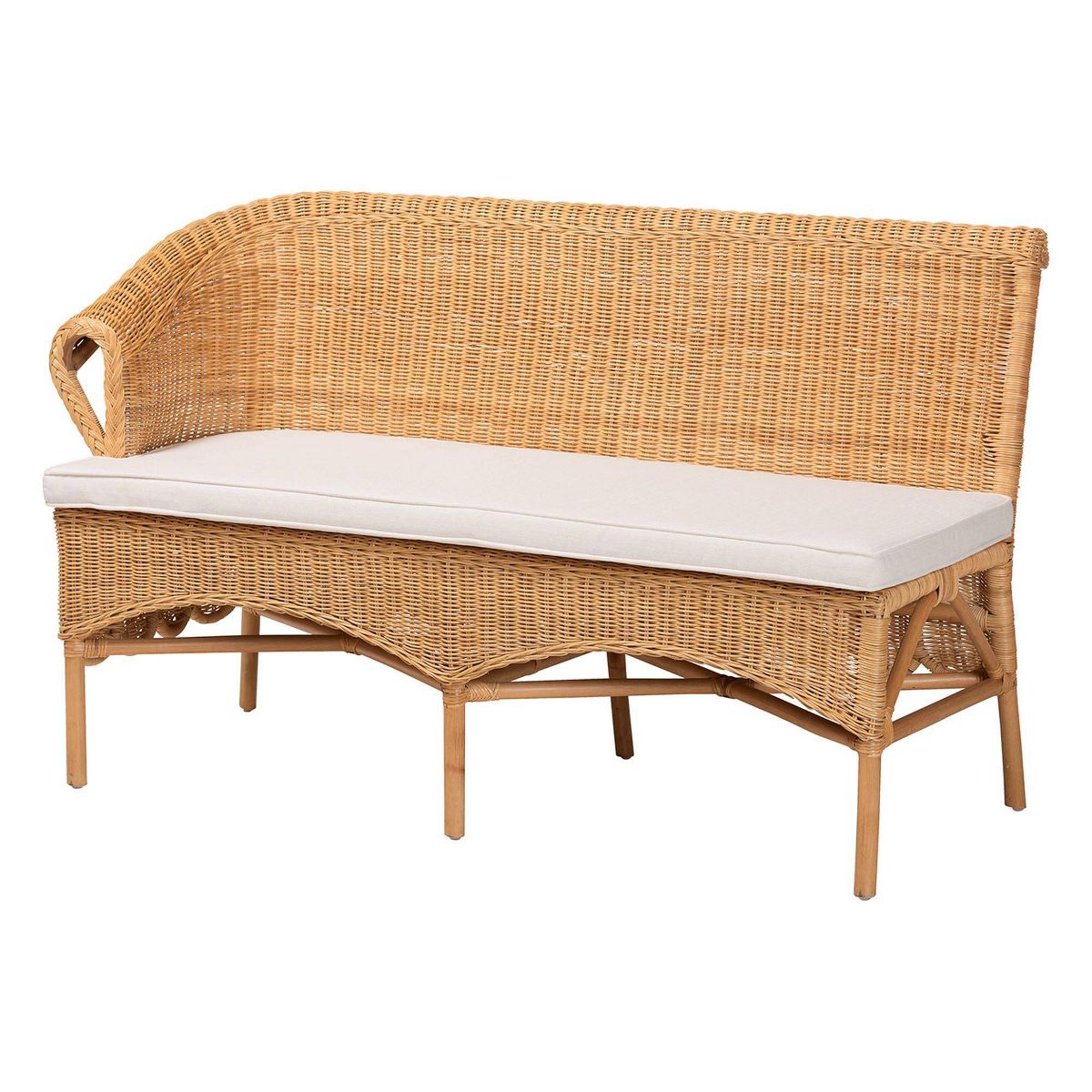 bali & pari Keitha Bohemian Rattan 3  Piece Dining Nook Set Light Honey - thumbnail 5
