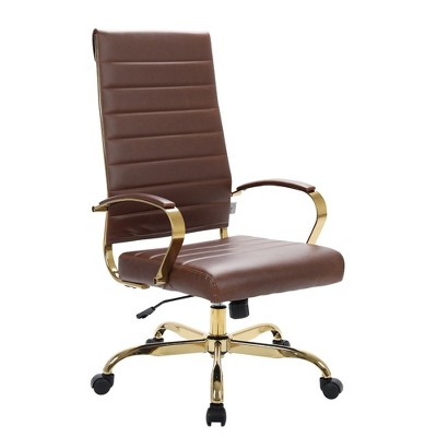 LeisureMod Benmar High-Back Leather Office Chair with Swivel, Tilt, and Adjustable Height