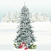 Costway 7Ft Premium Hinged Snow Flocked Slim Artificial Christmas Fir Tree w/ Pine Cones - 2 of 4