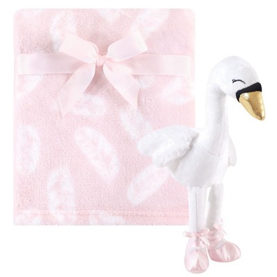 Hudson Baby Infant Girl Plush Blanket with Toy, Swan, One Size