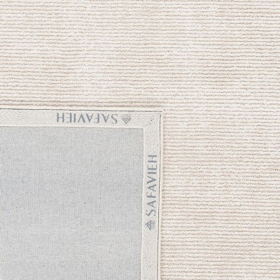 Hand-Loomed Beige Wool & Viscose 4' Square Accent Rug