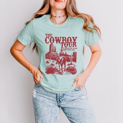 Simply Sage Market The Cowboy Tour Distressed Short Sleeve Tee
