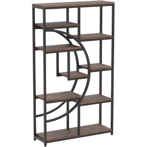 Tribesigns Freestanding 5 Tier Etagere Bookcase, Storage Organizer with 9-Open Storage Shelf for Living Room, Brown - 1 of 4